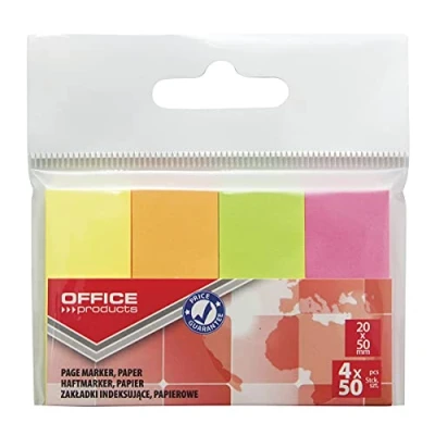 Bild av Indexremsor OFFICE PRODUCTS papper 20 x 50 mm 4 ark hänge olika färger pastell/typ standard/konst på hängare/form rektangel/materialpapper/färg