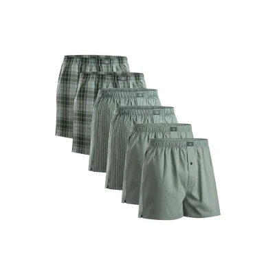 Bild av DANISH ENDURANCE Vävda boxershorts för män, bomullsboxershorts, lös passform, ekologisk premiumbomull, flerpack, 4 eller 6 pack Mix Grön/randig 3XL