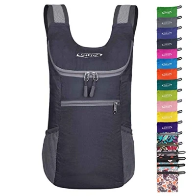Bild av G4Free vikbar ryggsäck, lätt dagsryggsäck, liten, 130 g, unisex, packningsbar reseryggsäck, vandringsryggsäck för vandring, cykel GRÅ S