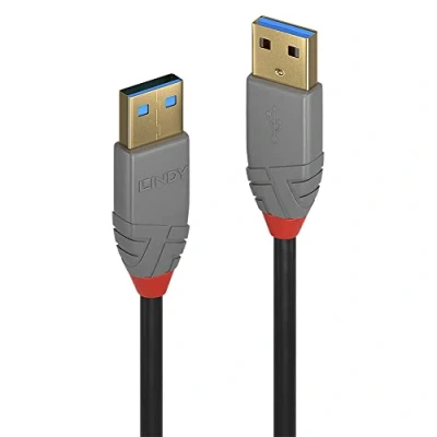 Bild av Lindy 3 m USB 3.2 typ A till en kabel, 5 Gbps, Anthra Line, dataöverföring med hög hastighet. Kompatibel externa hårddiskar, kameror, dockningsstationer, brytare, hub, skrivare, TV, webbkamera,
