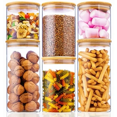 Bild av Deco Haus® Förvaringsglas med Tätslutande Lock + Etiketter [6 pack KOMBISATS] För Müsli, Cornflakes, Spaghetti &amp; co. Förvaringsburkar i Glas Förvaringslåda Kök
