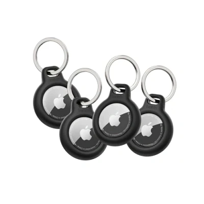 Bild av Belkin AirTag fodral med nyckelring (Secure Holder skyddsfodral för Air Tag reptåligt tillbehör) 4 pack, Svart