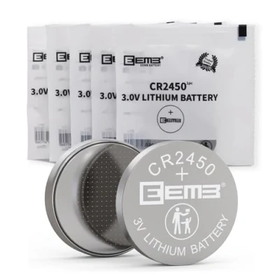 Bild av EEMB 5 stycken CR2450 knappcellsbatterier 3 V CR 2450 litiumbatterier DL2450 ECR2450 BR2450 för klockor värmeljus doftljus larmsystem bilnyckelhängare fjärrkontroller miniräknare