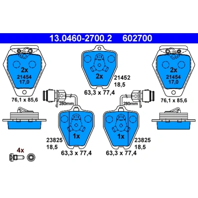 Bild av ATE 13.0460 2700.2 Jeu de plaquettes frein contact signal d&#039;usure inclus avec vis d&#039;étrier AUDI: A8 D2