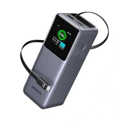 Bild av UGREEN Nexode Powerbank 20000mAh, 165W snabbladdning, med 65 cm utdragbar kabel, kompatibel iPhone 16/15 serien, Galaxy S25, MacBook, Dell bärbar dator mera