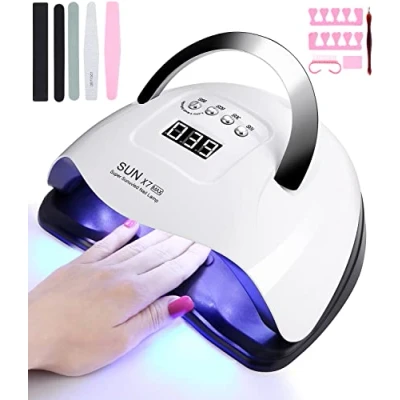 Bild av 220W nageltork, UV LED nagellampa lampa, bärbara nagelverktyg med 4 timer, smart sensor, LCD digital display, 57 pärlor, snabbtorkande professionellt verktyg för nybörjare hem nagelvård