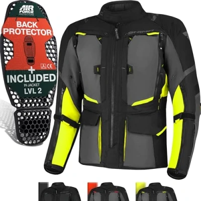 Bild av SHIMA HERO 2.0 motorcykeljacka för män äventyr alla årstider Cordura herr touring jacka med vattentätt membran uppvärmningslager CE skyddsdynor breddjustering (Fluo, L)