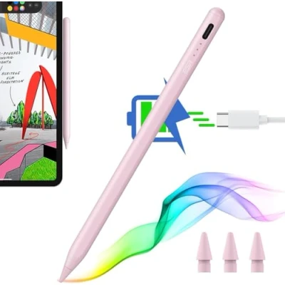 Bild av ESR penna för iPad 2018 2025, med Tilt Sensitivity, Palm Rejection, kompatibel 11 (A16)/10. Gen, Air tum/13 tum, Pro tum/12,9 Mini 6/5, rosa
