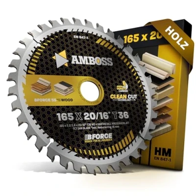 Bild av Cirkelsågklinga av hårdmetall 165 x 20 16 Z36 växeltand för trä, fintandad Amboss Werkzeuge® Sågklinga mm + reduceringsring 1620 mm, lämplig bl.a. Metabo KS1157S, MagnumTK1256, KS1155S,