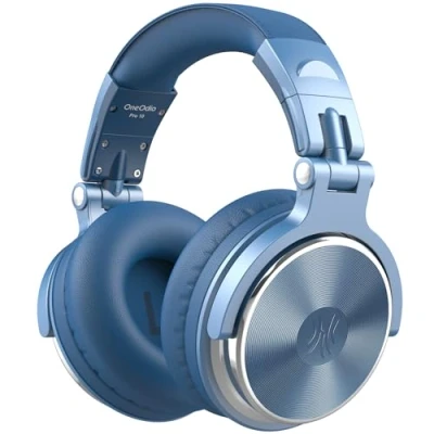 Bild av OneOdio Over Ear hörlurar med kabel, 50 mm drivrutin, basklängd, 6,35 &amp; 3,5 uttag, Share port, stängda DJ för studio, podcast, bildskärm, mobiltelefon, PC, MP3/4 (Pro 10 himmelsblå)