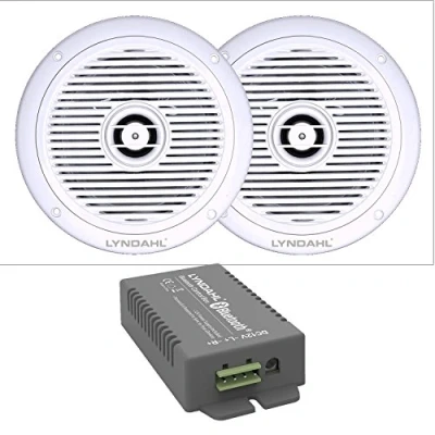 Bild av Lyndahl Högtalarset, Bluetooth förstärkare, 4 kanals AMP4X15BT och 2 vägs inbyggda högtalare, CS180IP med eller takhögtalare för våtrum, badrum högtalare