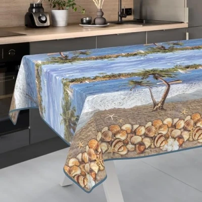 Bild av vaxduk bordsduk tvättbar trädgårdsduk utomhus inomhus 200 x 140 cm med fåll semester