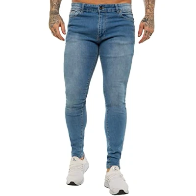 Bild av 989Zé ENZO Super Skinny Slim Fit Stretch Jeans Denim Byxor EZ326 Alla midjestorlekar UK, Ljusblått, 30W x 30L