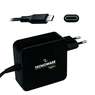 Bild av Tecnoware Universal 65W USB C strömförsörjning Kompatibel med bärbara datorer utrustade port (Macbook Pro/Air, Asus, Lenovo Thinkpad e Yoga, Samsung, Huawei ecc.) 210 cm Kabel