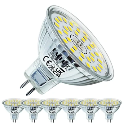 Bild av EACLL GU5.3 LED kall vit 6 W ersätter 50 halogen MR16 glödlampa, pack, 595 lumen 6000 K lampa, AC/DC 12 V flimmerfri strålkastare, strålvinkel 120 graders spot, ej dimbara reflektorlampor