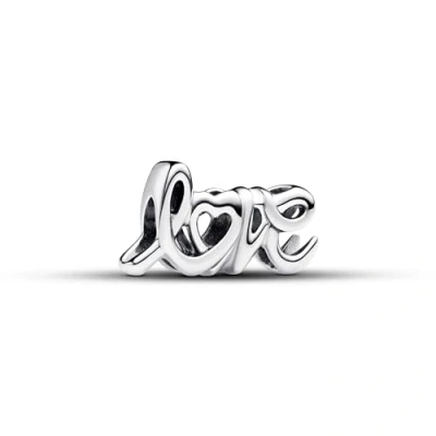 Bild av PANDORA Moments Handgeschriebenes Liebe Charm aus Sterling Silber, Kompatibel Armbändern, 793055C00