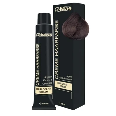 Bild av FemMas hårfärg ljusbrun intensiv 5,0 I professionell grädde med arganolja, keratin och ceramider Som permanent eller nyans för strålande, hållbara färgresultat 100 ml