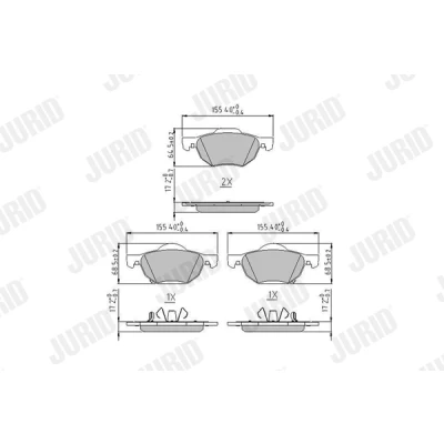 Bild av JURID 572480J Jeu de plaquettes frein avec indicateur d&#039;usure clip piston sans accessoires HONDA: Accord 7 Tourer, Limousine