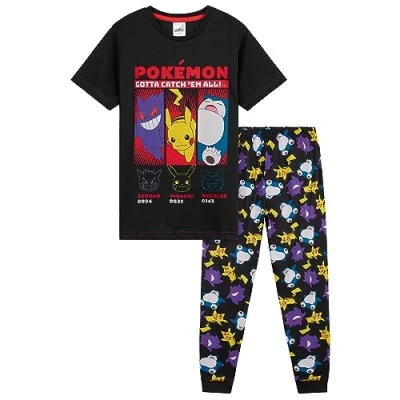 Bild av Pokemon pyjamas pojkar barn 414 år sommar vinter nattkläder topp kort pyjamasbyxor lång, svart, 6 7