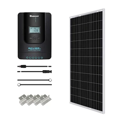 Bild av Renogy 12 V 500 Wh solsystem, öanläggning, solset med 100 W monokristallin solmodul, 20 A MPPT solladdningsregulator, kablar och fästen för trädgård, balkong, husbil, husbil