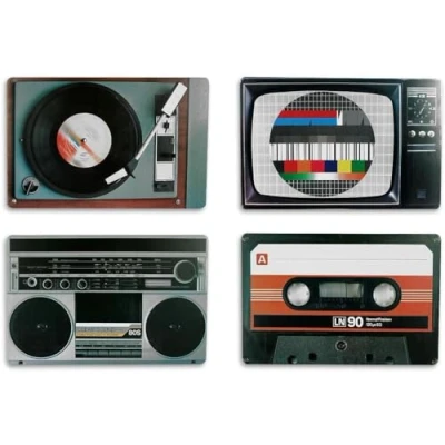Bild av Bordstablett set nostalgi hifi utrustning retro stil