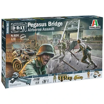 Bild av Italeri 6194 1:72 Battle Set &quot;Pegasus Bridge&quot;, modelltillverkning, byggsats, stativtillverkning, hantverk, hobby, limning, plastbyggsats, olackerad