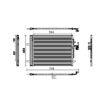 Bild av MAHLE ORIGINAL AC 934 000S Kondensator med avfuktare 584mm VOLVO: V70 3, V40 Hatchback, V60 I