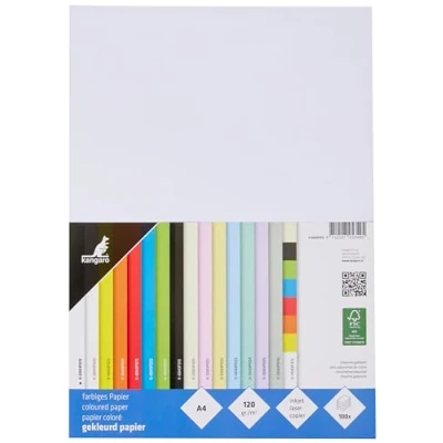 Bild av kangaro lerpapper vit DIN A4120 g/m² FSC mix 100 pack brevpapper pysselpapper DIY, K 0043F015, 29,7 x 21 1,5