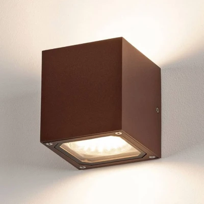 Bild av SLV Sitra Cube vägglampa för utomhusbruk, rostbrun