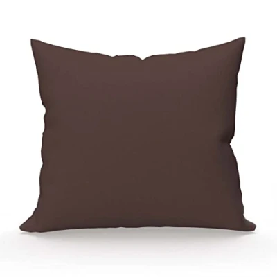 Bild av Taie d&#039;oreiller en coton 57 fils 63x63 cm UNI brun, par Soleil d&#039;ocre