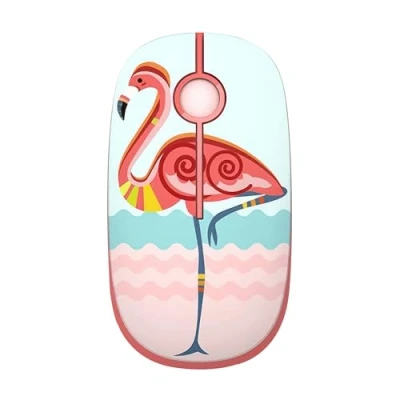 Bild av TELLUR trådlös mus med Nano USB 2,4 Ghz mottagare, tyst klick, 1600 DPI, 3 knappar, Plug &amp; Play, tunn och lätt design att bära... (Flamingo)