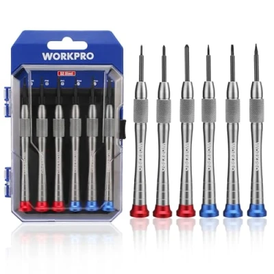 Bild av WORKPRO 6 delad magnetisk skruvmejselsats, S2 legerat stål, 3 stjärnknappar och slitsade spetsar liten skruvmejsel reparationsverktygssats, bra för telefon, dator, klocka, glasögon, elektronisk