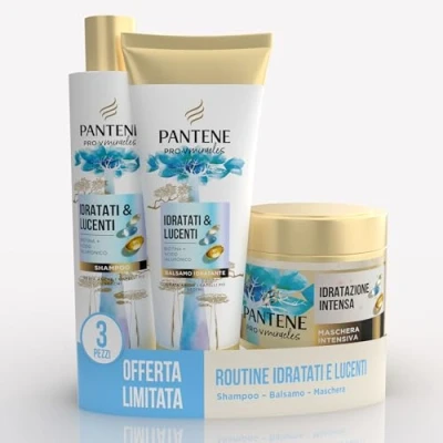 Bild av Pantene Pro V Miracles fuktade och glänsande hår presentset: 1 x schampo 250 ml, balsam 160 mask 300 förvandlar torrt skadat till mjukt