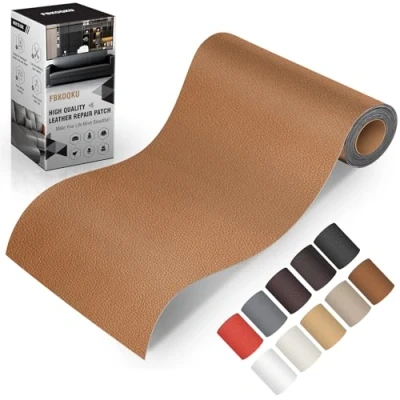 Bild av Läderreparationsset i konstläder, 10 x 200 cm, läderreparationssats för möbler, soffor, bilstolar, väskor, läderreparation och renovering (ljusbrun)