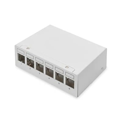 Bild av DIGITUS modulär patchpanel 6 portar skärmad montering på stationär dator eller vägg integrerad kabelhantering distributionspanel med Keystone modul ljusgrå