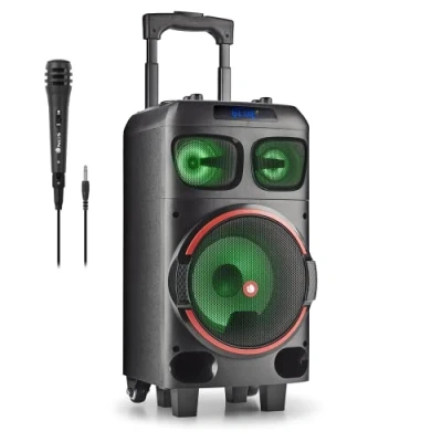 Bild av NGS WILD DUB ZERO 120W Bärbar Högtalare, Kompatibel med Bluetooth och True Wireless Stereo Teknik, 8&quot; Dubbel Subwoofer + 3&quot; Diskanthögtalare (Micro SD/USB/AUX IN/), Vagnhjul, Svart Färg