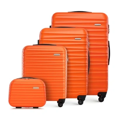 Bild av WITTCHEN Resväska 4 deligt set Rollande koffer Trolley Handbagage Hårdfodral i ABS med svänkbara hjul Kombinationslås Teleskopiskt handtag GROOVE Line Orange