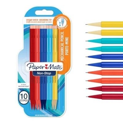 Bild av Paper Mate Non Stop Stiftpenna 0,7 mm HB #2 Skaft i flera neonfärger 10 stycken
