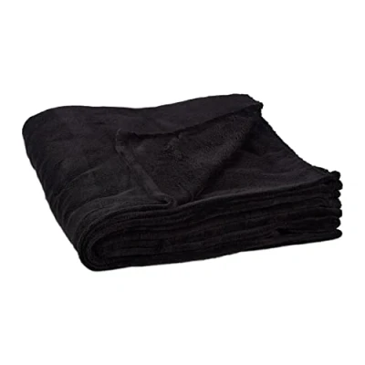 Bild av Relaxdays extra stor polyesterfilt, fleece, tvätt vid 30C, HxBxD: 1 x 200 220 cm, svart, Full