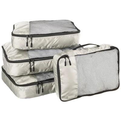 Bild av Amazon Basics Set med 4 packningskuber dragkedjor, 2 M och L, grå