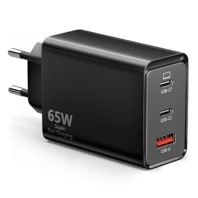 Bild av USB C laddare 65W, 3 portars【2 C+1 A】USB strömadapter PPS snabbladdare PD+QC kompatibel med Mac Book Pro/Air/ipad/iPhone12/13/14/15/16 Pro Max/Samsung Galaxy S22/S23/S24/surfplatta/b