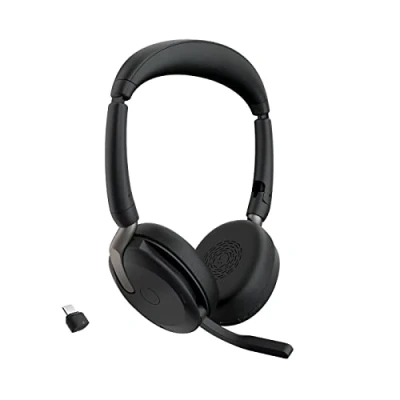 Bild av Jabra Evolve2 65 Flex stereoheadset med Bluetooth, trådlös laddningsdyna, brusreducerande ClearVoice Technology och Hybrid ANC certifierad för MS Teams svart