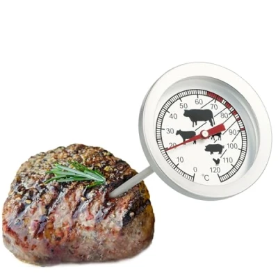 Bild av COM FOUR® rosttermometer av rostfritt stål analog kötttermometer upp till 120 C grilltermometer köttnål 10 cm (001 bitar)