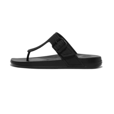 Bild av Fitflop dam Iq到justerbart spänne flip flops platt sandal, Helt svart, 39 EU