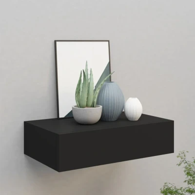 Bild av Väggmonterad låda svart 40x23,5x10 cm MDF