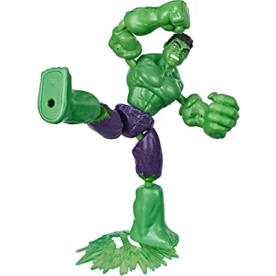 Bild av Hasbro Marvel Avengers Bend And Flex actionfigur, 15 cm stor flexibel Hulk figur med Blast tillbehör, från 4 år, flerfärgad, E7871