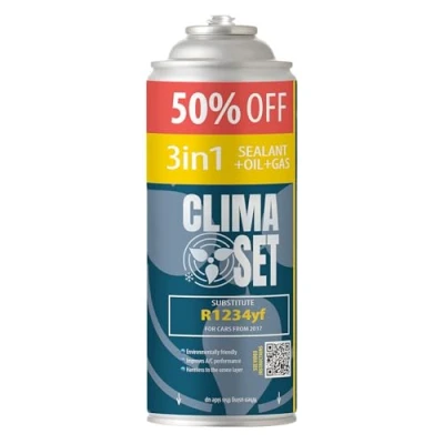 Bild av ClimaSet 3in1 R1234yf köldmedium ersättningsgas luftkonditionering bil gasflaska 1x235 g refill set husbil ECO
