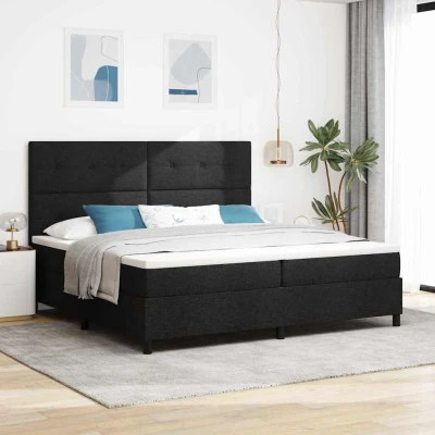 Bild av Bäddmadrass med sängram och LED Svart 200x200 cm Tyg
