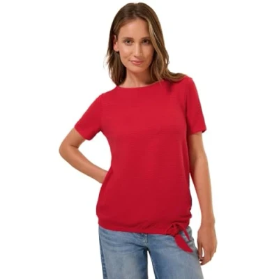 Bild av Cecil Struktur MIT Knoten Tshirt med print, Storlek: Large, Rot