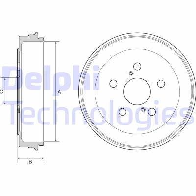 Bild av DELPHI BF536 Tambours de Frein sans bague ABS, roulement roue 242 TOYOTA: Corolla IX 3/5 portes